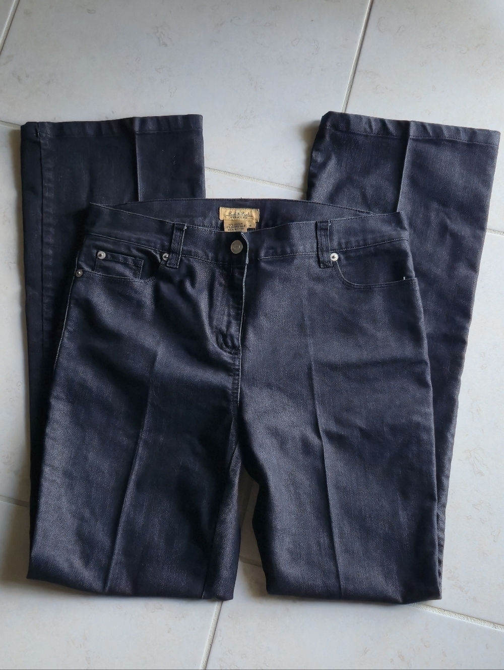 Peck & Peck Women's Weekend Dark wash Trouser Jeans Charcoal black. Size 8